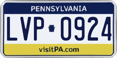 PA license plate LVP0924