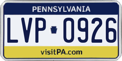 PA license plate LVP0926