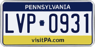 PA license plate LVP0931