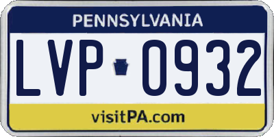 PA license plate LVP0932