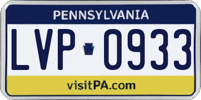 PA license plate LVP0933