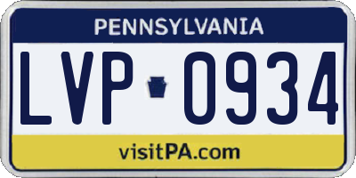 PA license plate LVP0934