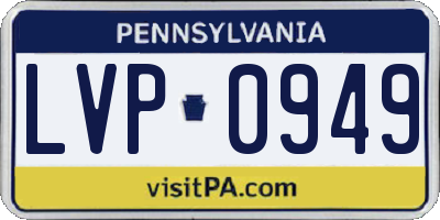 PA license plate LVP0949