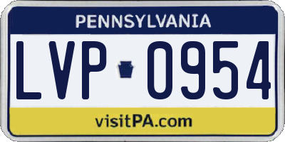 PA license plate LVP0954