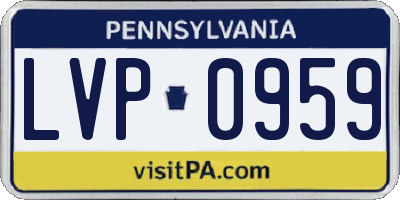 PA license plate LVP0959