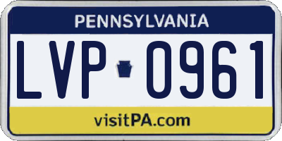 PA license plate LVP0961