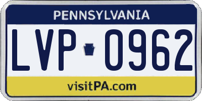 PA license plate LVP0962
