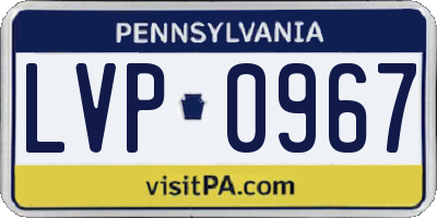 PA license plate LVP0967