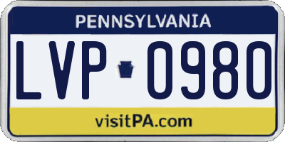 PA license plate LVP0980