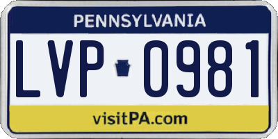 PA license plate LVP0981