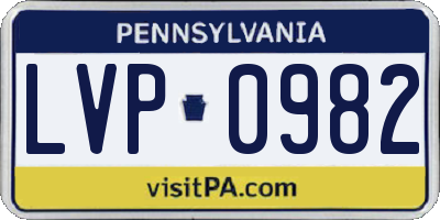 PA license plate LVP0982