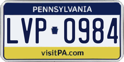 PA license plate LVP0984