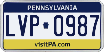 PA license plate LVP0987