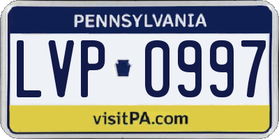 PA license plate LVP0997