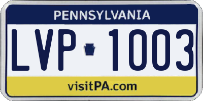 PA license plate LVP1003