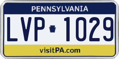 PA license plate LVP1029