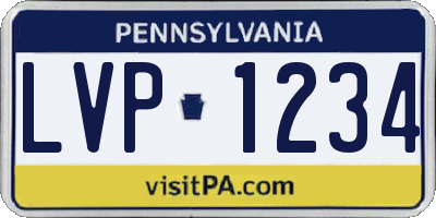 PA license plate LVP1234
