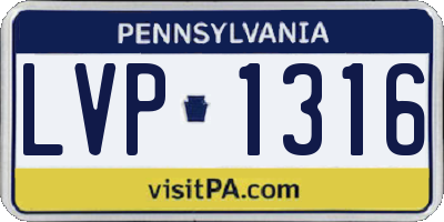 PA license plate LVP1316
