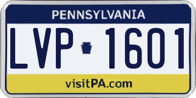 PA license plate LVP1601