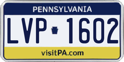 PA license plate LVP1602