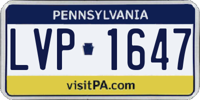 PA license plate LVP1647