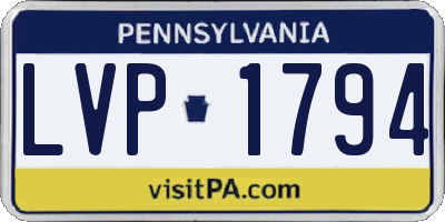PA license plate LVP1794