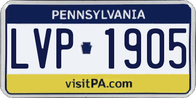 PA license plate LVP1905