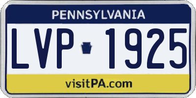 PA license plate LVP1925