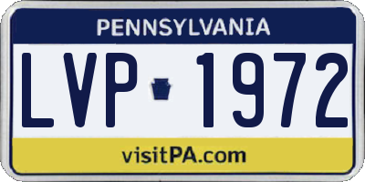 PA license plate LVP1972
