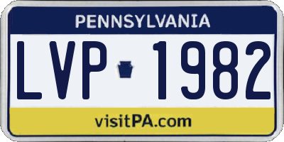 PA license plate LVP1982