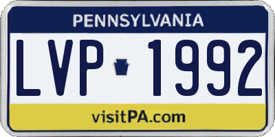 PA license plate LVP1992