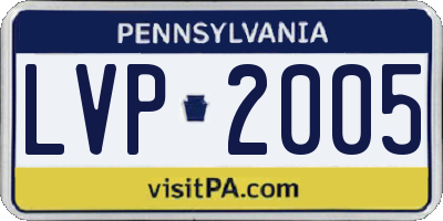 PA license plate LVP2005