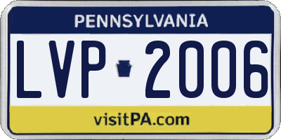 PA license plate LVP2006