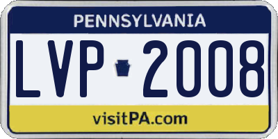 PA license plate LVP2008