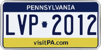 PA license plate LVP2012