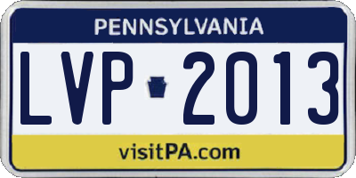 PA license plate LVP2013