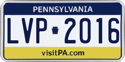 PA license plate LVP2016
