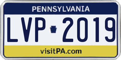 PA license plate LVP2019