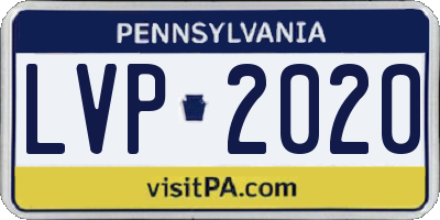 PA license plate LVP2020