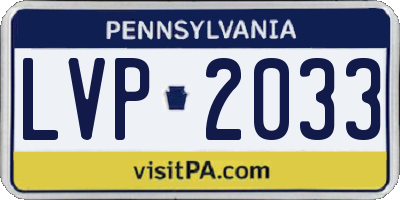 PA license plate LVP2033