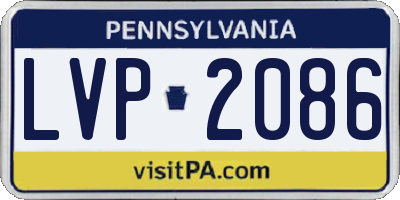 PA license plate LVP2086