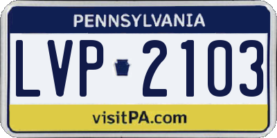 PA license plate LVP2103