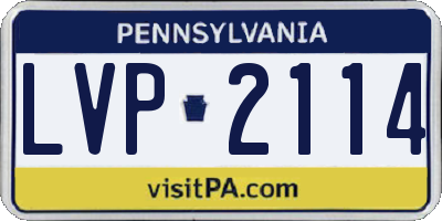 PA license plate LVP2114