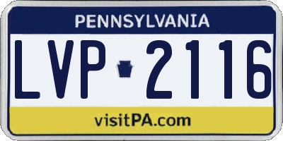 PA license plate LVP2116