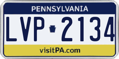 PA license plate LVP2134