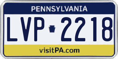 PA license plate LVP2218