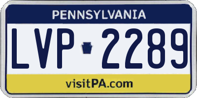 PA license plate LVP2289