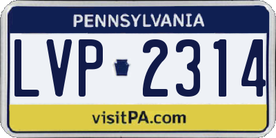 PA license plate LVP2314