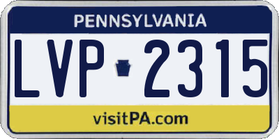 PA license plate LVP2315