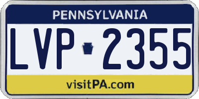 PA license plate LVP2355